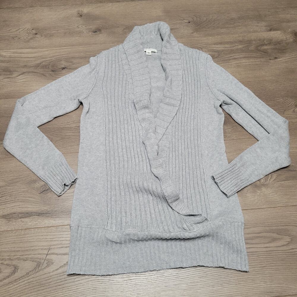Banana Republic Sweater Women Medium Gray Long Sleeve Cowl Neck Knit Career